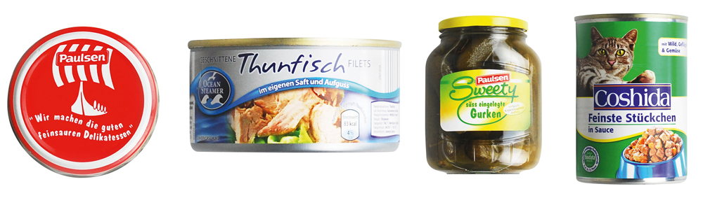 Beispielbild Etiketten mit vier Konservernbehältnissen